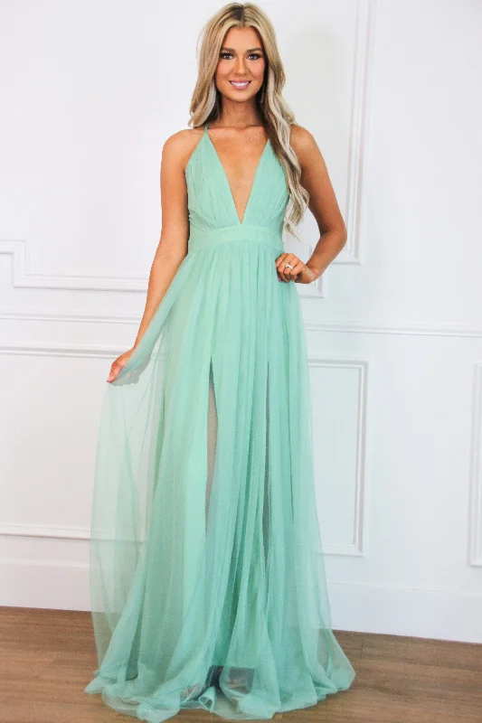 Forever Love Maxi Dress: Sage Comfortable Fit-and-Flare Maxi Dress