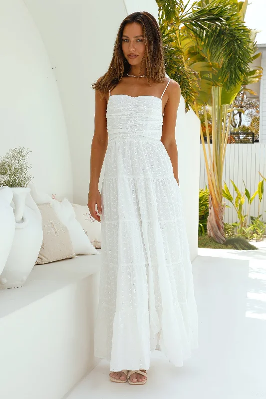 Heavenly Aura Maxi Dress White Trendy Maxi Dress with Bow