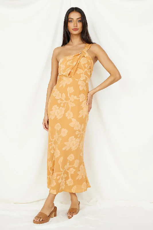 Power of Possibility Maxi Dress Orange Elegant Pleated Maxi Dress