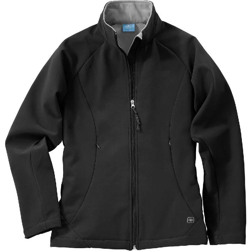 Charles River Women's Black Ultima Soft Shell Jacket Front Pockets Side Pockets Patch Pockets