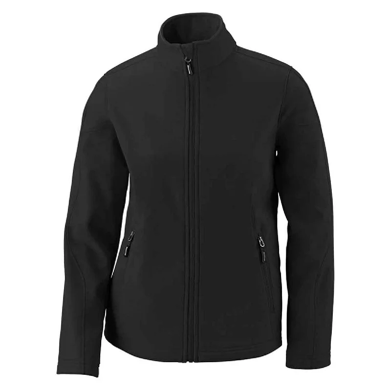 Core 365 Women's Black Cruise Two-Layer Fleece Bonded Soft Shell Jacket Satin Fabric Silk Fabric Chiffon Fabric