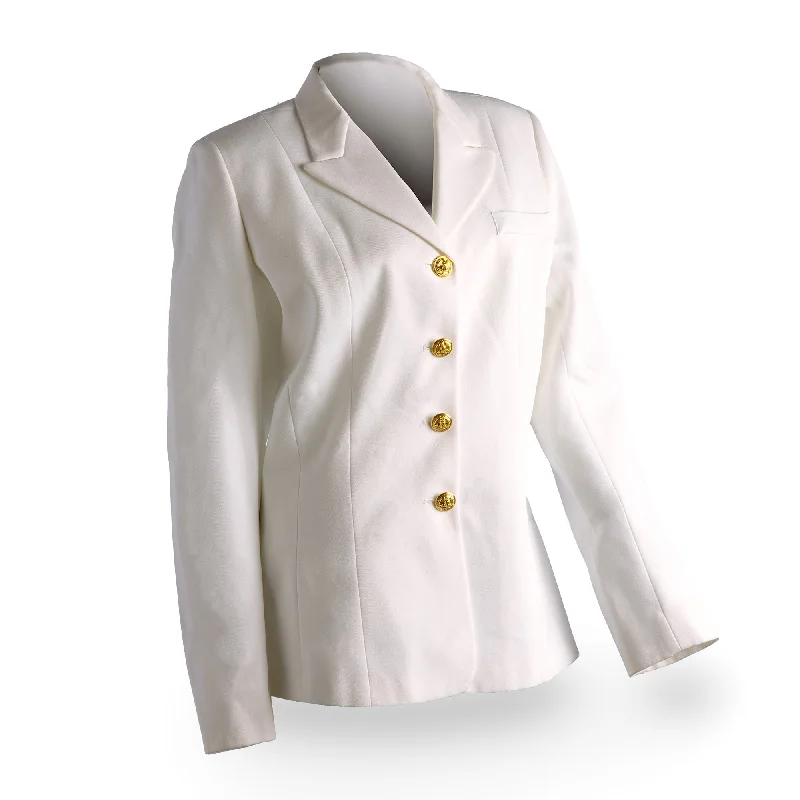 AS-IS NAVY Women Service Dress White Jacket with Gold Buttons - FINAL SALE Faux Fur Fabric Real Fur Fabric Shearling Fabric