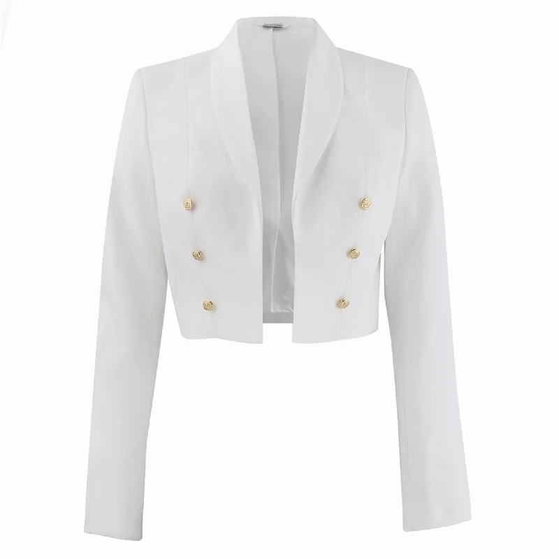 AS-IS NAVY Women's Dinner Dress White Jacket - Gold Buttons Insulated Jacket Fitted Jacket Loose Jacket