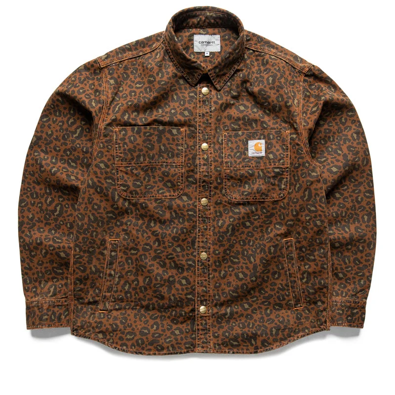 Carhartt WIP Conro Shirt Jacket - Camo Leopard/Tamarind Denim Jacket Leather Jacket Suede Jacket