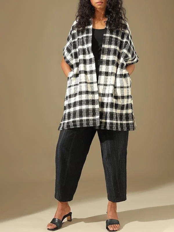 Black White Checks Jacket Cotton Fabric Linen Fabric Terry Fabric