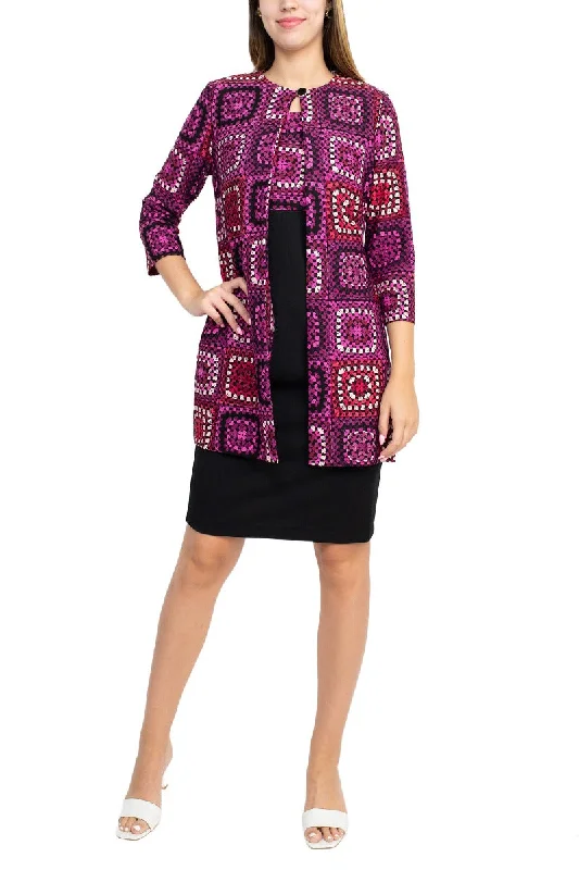 Danny & Nicole Scoop Neck Sleeveless Zipper Back Crepe Dress with Matching Jacket A-Line Jacket Boat Neck Shawl Collar