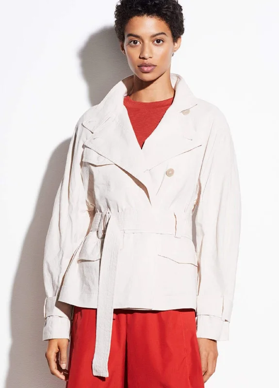 Vince - Drapey Linen Jacket in Sand Glow One-Shoulder Jacket Off-the-Shoulder Jacket Asymmetrical Jacket