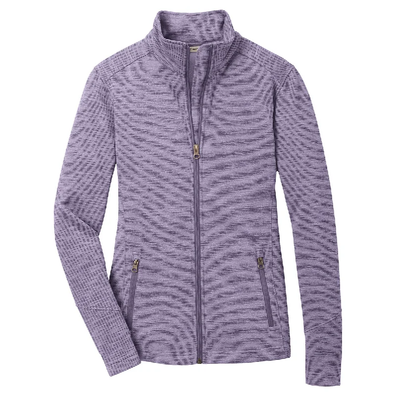 Port Authority Women's Purple Digi Stripe Fleece Jacket Herringbone Jacket Houndstooth Jacket Plaid Jacket