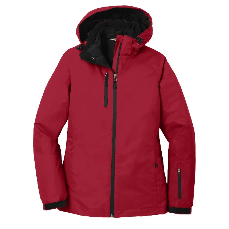 Port Authority Women's Rich Red/Black Vortex Waterproof 3-in-1 Jacket Insulated Jacket Fitted Jacket Loose Jacket