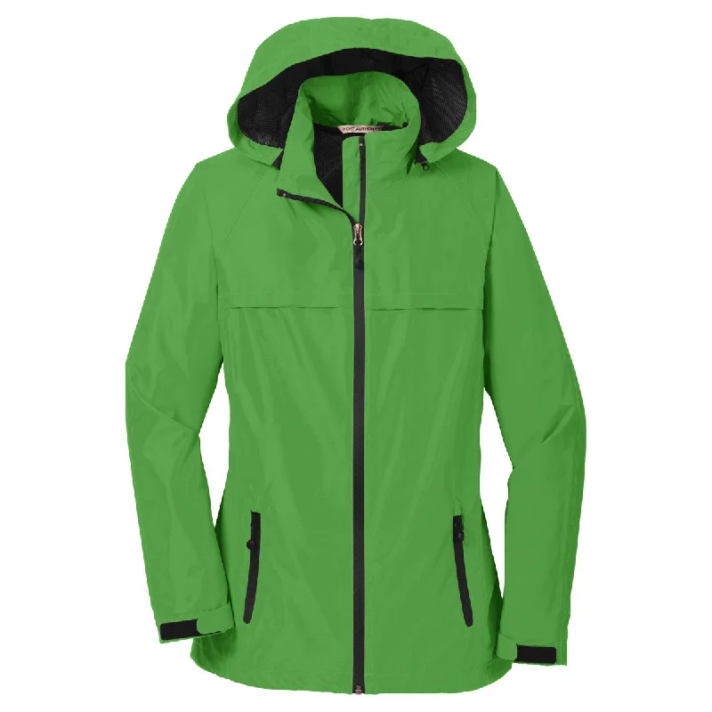 Port Authority Women's Vine Green Torrent Waterproof Jacket Hooded Jacket Caped Jacket Shawl Collar Jacket