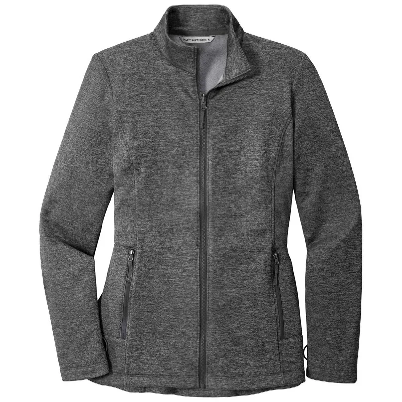 Port Authority Women's Sterling Grey Heather Collective Striated Fleece Jacket Chenille Jacket Brocade Jacket Lace Jacket