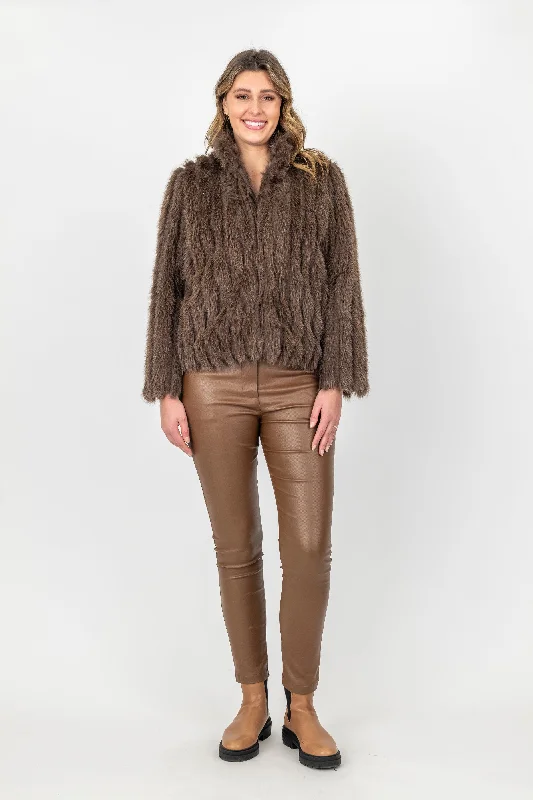 Maglia Faux Fur Jacket (Black or Mocha) Welt Pockets Slit Pockets Flap Pockets