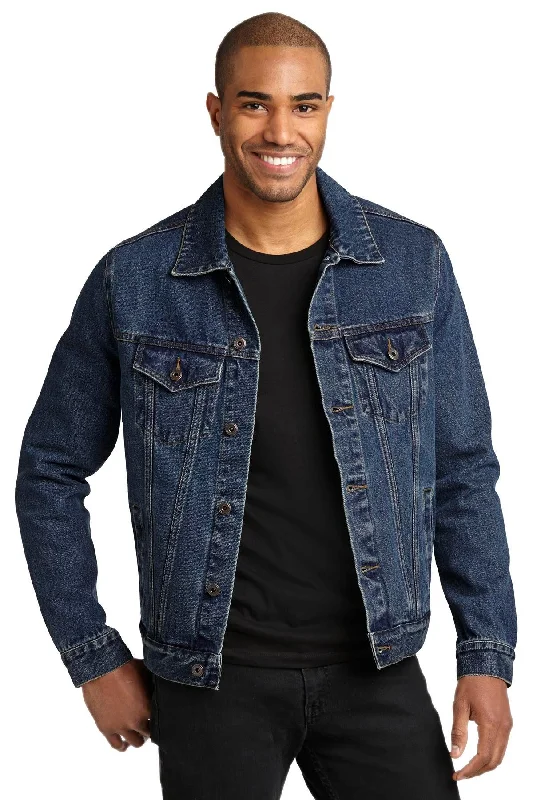 Port Authority Denim Jacket. J7620 Welt Pockets Slit Pockets Flap Pockets