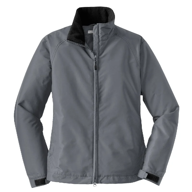 Port Authority Women's Steel Grey/True Black Challenger Jacket Tiered Jacket Buttoned Jacket Zippered Jacket