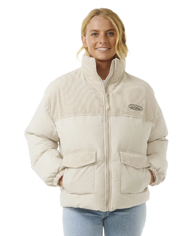 High Tide Mixed Cord Jacket in Off White Anorak Shell Jacket Lightweight Jacket