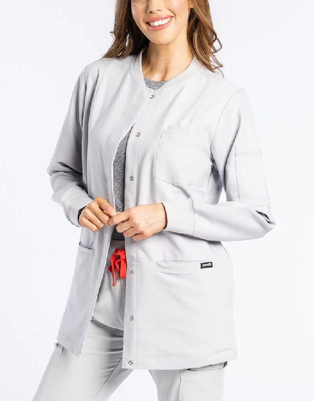 Scrub Jacket Button Up - Tail light Grey Jacket Blazer Coat