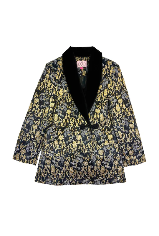 BURU x Pappy & Co. - The Smoking Jacket - Dragon Brocade Jersey Jacket Tulle Jacket Batik Jacket