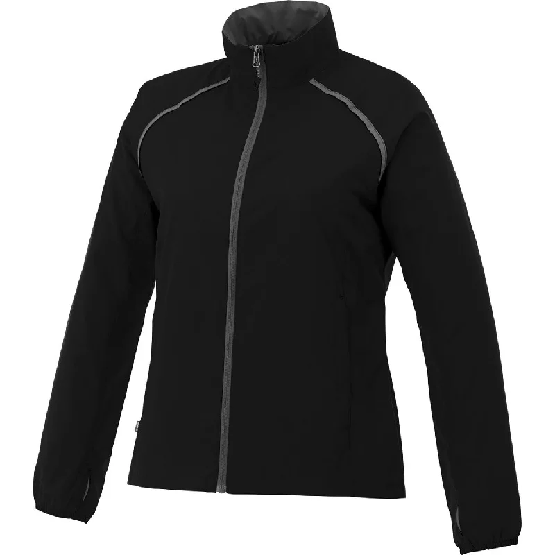 Elevate Women's Black Egmont Packable Jacket Fitted Jacket Loose Jacket Oversized Jacket