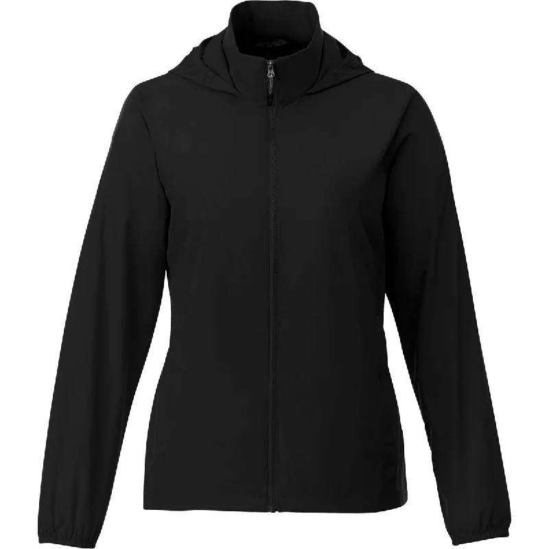 Elevate Women's Black Toba Packable Jacket Snapped Jacket Toggled Jacket Drawstring Jacket