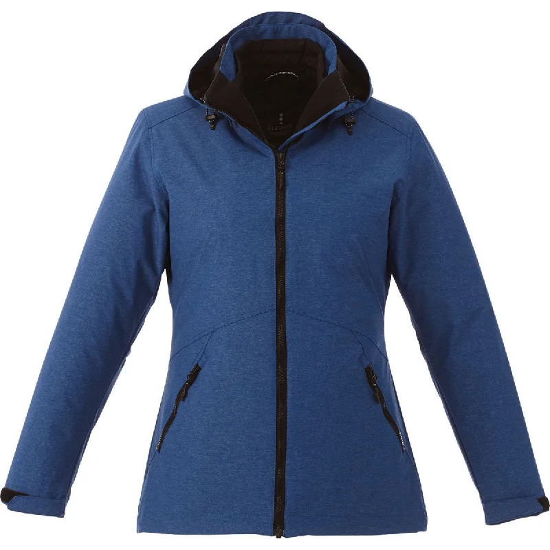 Elevate Women's Metro Blue Heather Delamar 3-in-1 Jacket Zippered Jacket Buttoned Jacket Snapped Jacket