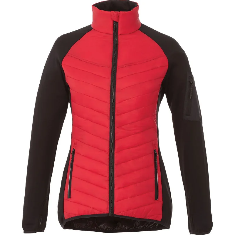 Elevate Women's Team Red/Black Banff Hybrid Insulated Jacket Zip Front Button Front Snap Front