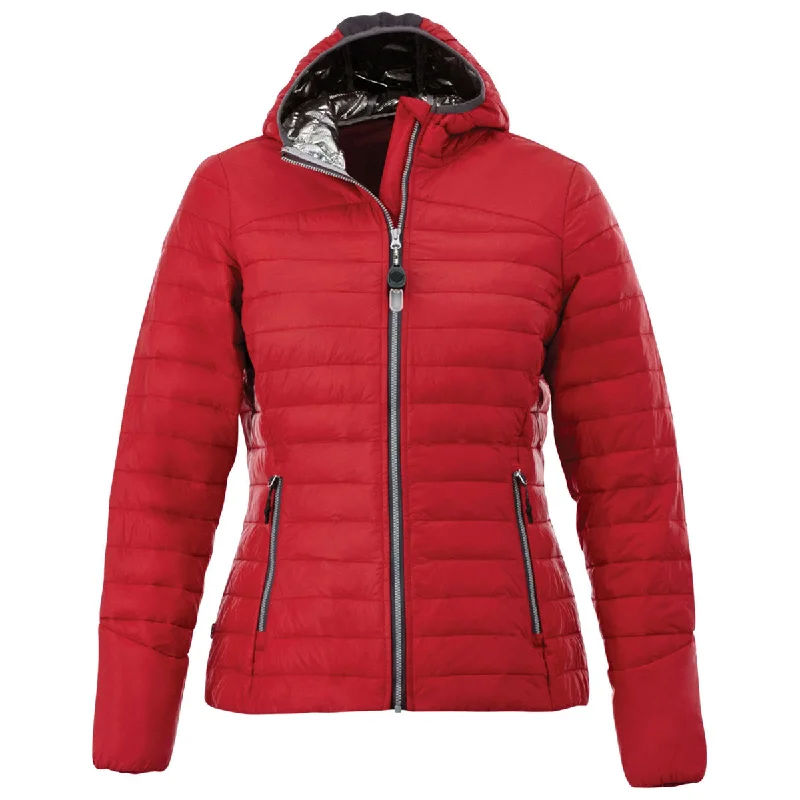 Elevate Women's Team Red Silverton Packable Insulated Jacket V-Neck Jacket Boat Neck Jacket Square Neck Jacket