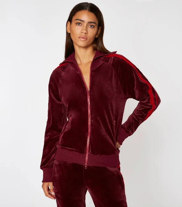 Pam & Gela - Burgundy Track Jacket Quilted Jacket Puffer Jacket Insulated Jacket