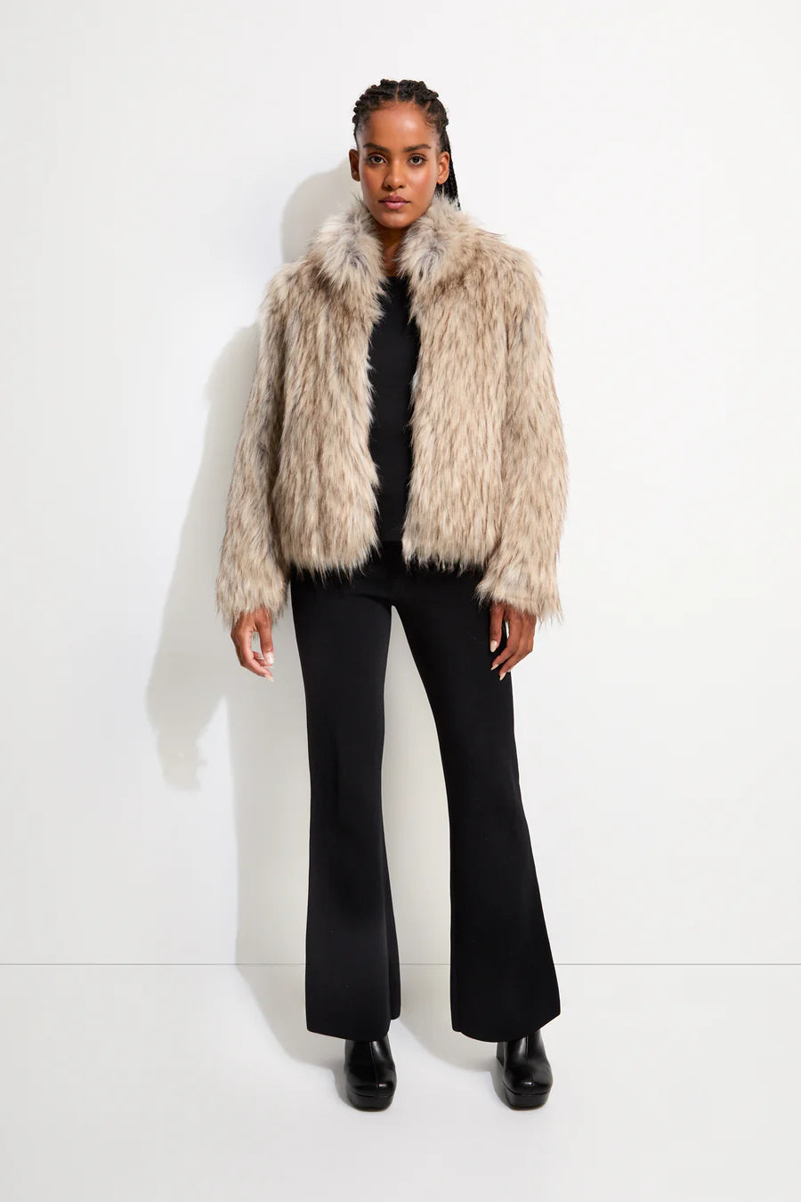 Unreal Fur Delish Jacket - Natural Hooded Jacket Caped Jacket Shawl Collar Jacket