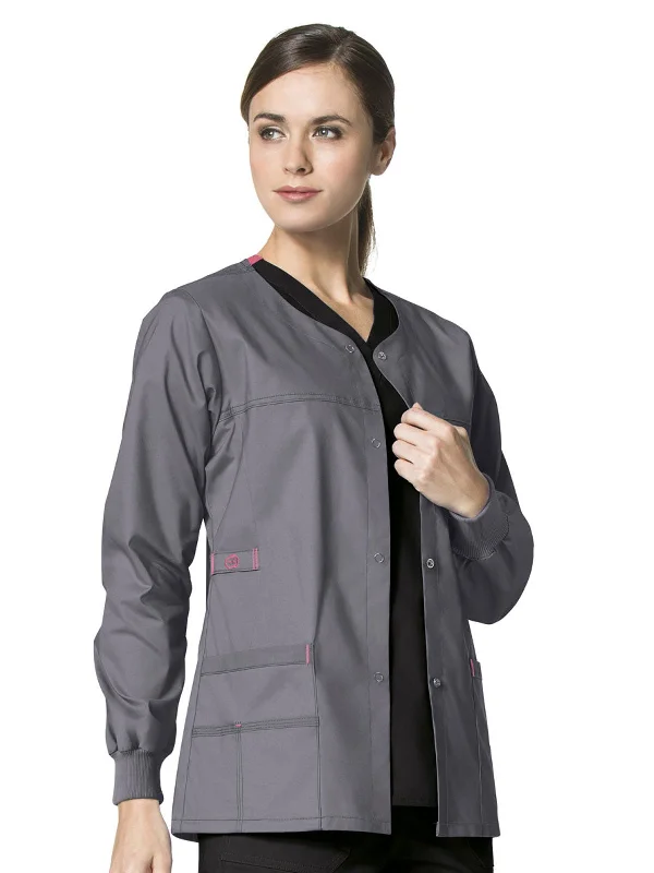 WonderFlex - Women's Constance Snap Front Solid Scrub Jacket Chenille Fabric Brocade Fabric Lace Fabric