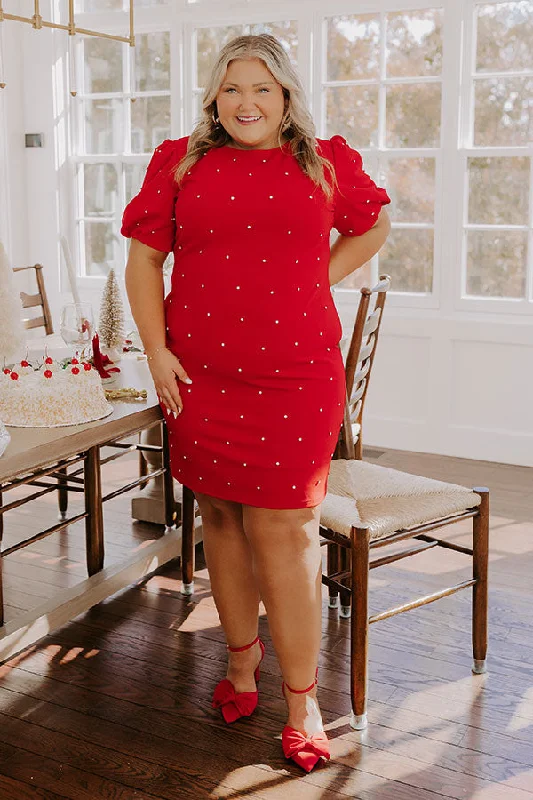 Cranberry Sangria Sippin' Rhinestone Embellished Mini Dress Curves Comfortable Ruffle Mini Dress