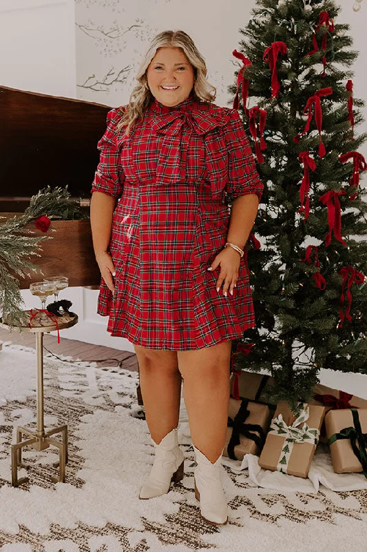 Plaid Perfection Mini Dress Curves Modern Satin Mini Dress