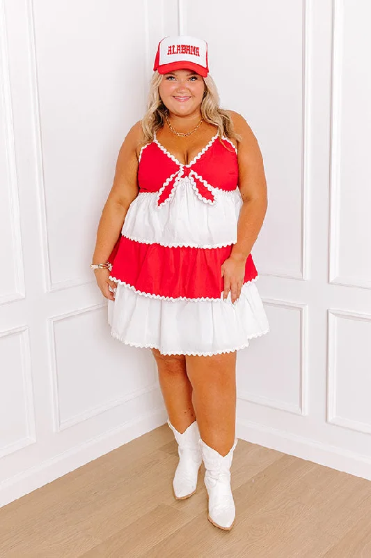 Spirit Squad Tiered Mini Dress in Red/White Curves Classic Floral Mini Dress