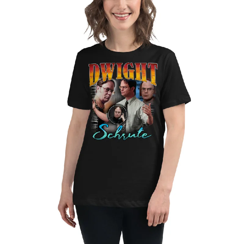 Dwight Schrute Vintage Women's Relaxed T-Shirt Zippered Front Buttoned Front Snap Front Dwight Schrute Vintage Women's Relaxed T-Shirt Zippered Front Buttoned Front Snap Front