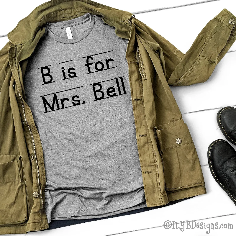 Letter is for Name Personalized Teacher Name Shirt | Back to School Teacher Shirts Welt Pockets Slit Pockets Letter is for Name Personalized Teacher Name Shirt | Back to School Teacher Shirts Welt Pockets Slit Pockets