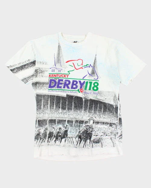 Vintage 90's Kentucky Derby All Over Print T-Shirt - XL Chenille Blend Fleece Blend Nylon Blend Vintage 90's Kentucky Derby All Over Print T-Shirt - XL Chenille Blend Fleece Blend Nylon Blend