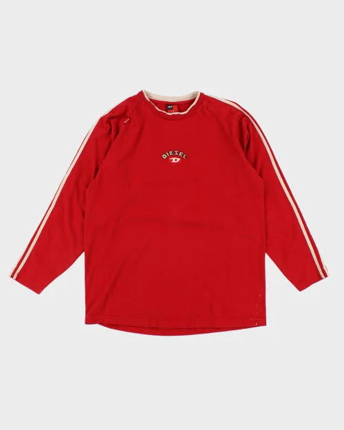 Vintage Y2K Diesel Bubble Print Long-sleeved T-Shirt - L Ribbed T-Shirt High Neck Heavyweight Vintage Y2K Diesel Bubble Print Long-sleeved T-Shirt - L Ribbed T-Shirt High Neck Heavyweight