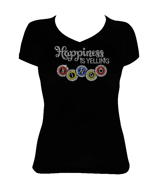 Women's Rhinestone Fitted Tight Snug Shirt Happiness is Yelling Bingo - Bingo Shirt, Bing Night Cozy Warm Stylish Women's Rhinestone Fitted Tight Snug Shirt Happiness is Yelling Bingo - Bingo Shirt, Bing Night Cozy Warm Stylish