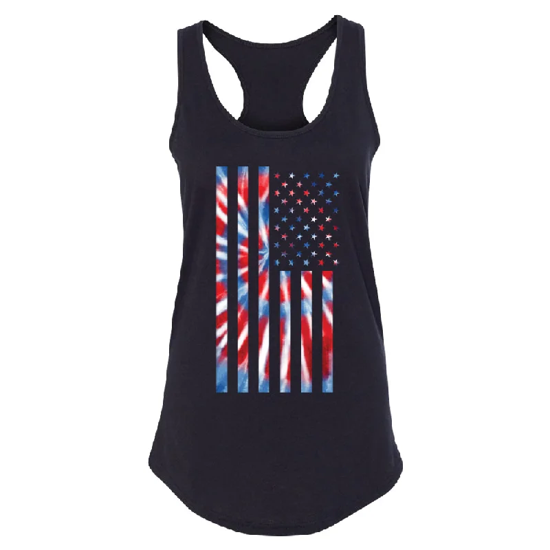 Zexpa Apparelâ„¢ Patriotic Tie Dye American Flag Women's Racerback 4th of July USA Shirt Oversized T-Shirt Spandex breathable Zexpa Apparelâ„¢ Patriotic Tie Dye American Flag Women's Racerback 4th of July USA Shirt Oversized T-Shirt Spandex breathable