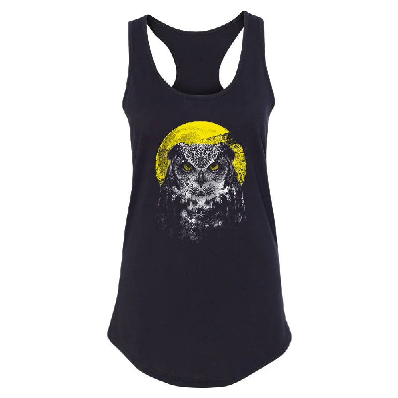 Zexpa Apparelâ„¢ Night Warrior Owl Women's Racerback Full Moon Angry Owl Shirt Mesh Blend Leather Blend Suede Blend Zexpa Apparelâ„¢ Night Warrior Owl Women's Racerback Full Moon Angry Owl Shirt Mesh Blend Leather Blend Suede Blend