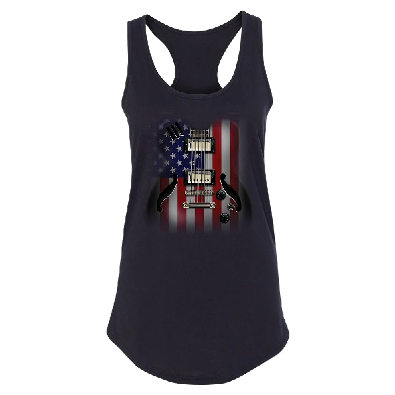 Zexpa Apparelâ„¢ Patriotic American Flag Guitar Women's Racerback 4th of July USA Shirt Lace Blend Ribbed Blend Corduroy Blend Zexpa Apparelâ„¢ Patriotic American Flag Guitar Women's Racerback 4th of July USA Shirt Lace Blend Ribbed Blend Corduroy Blend