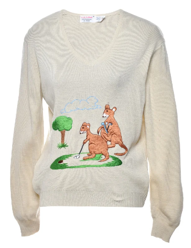 Animal Design Jumper - M Bright Pastel Dark