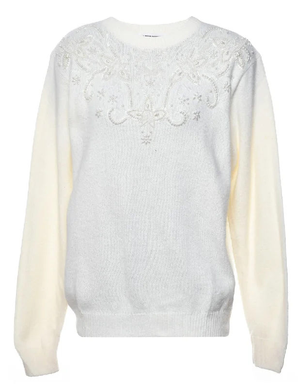 Classic Beaded Jumper - L Iron Safe Non-Iron Wrinkle Free