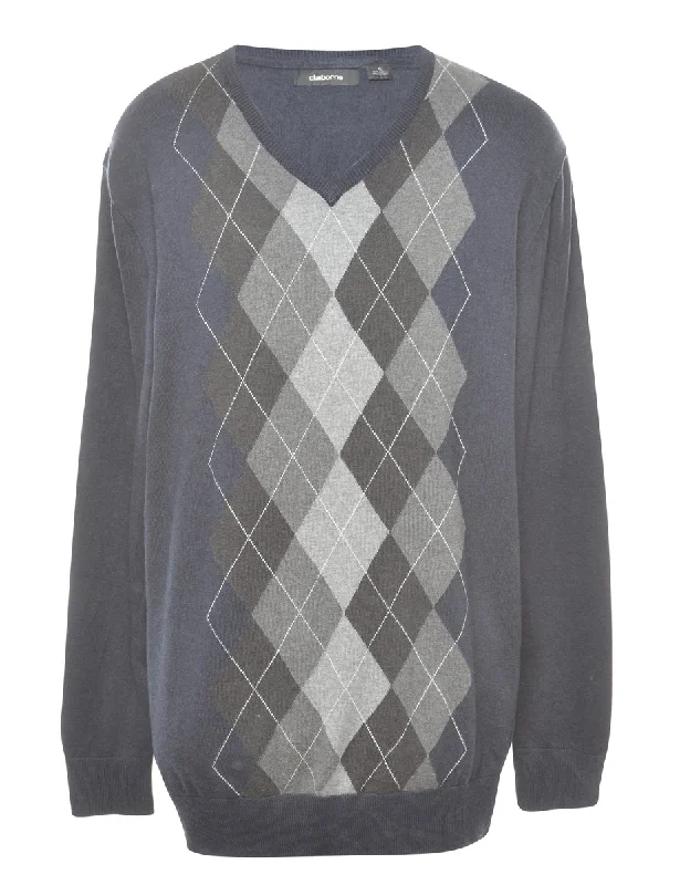 Liz Claiborne Argyle Jumper - XL Ribbed Striped Patterned