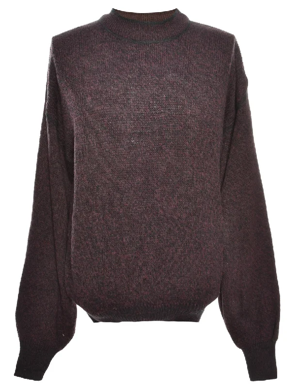 Long Sleeved Purple Jumper - M Open Front Closed Front Wrap Front