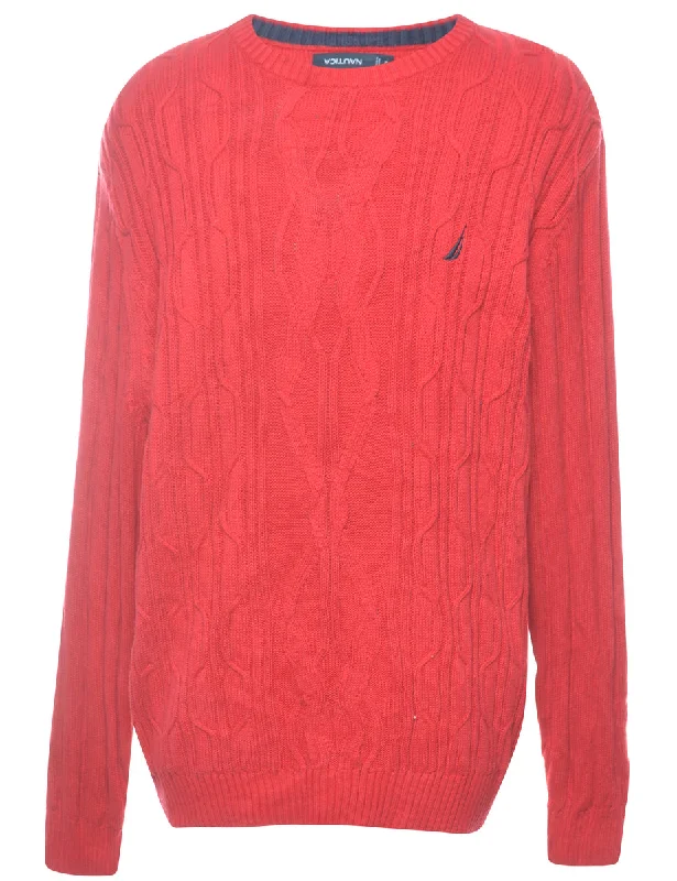 Nautica Red Jumper - XL Spandex Rayon Corduroy