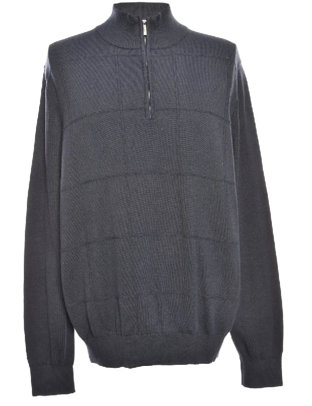 Navy Van Heusen Jumper - L Cashmere Blend Cotton Blend Poly Blend