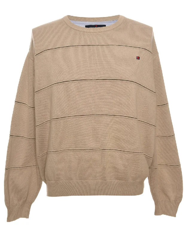 Patterned Beige Jumper - M Oversized Loose Flowy