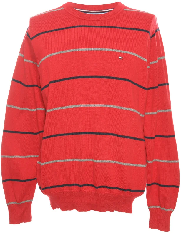 Red Tommy Hilfiger Jumper - M Thin Thick Dense