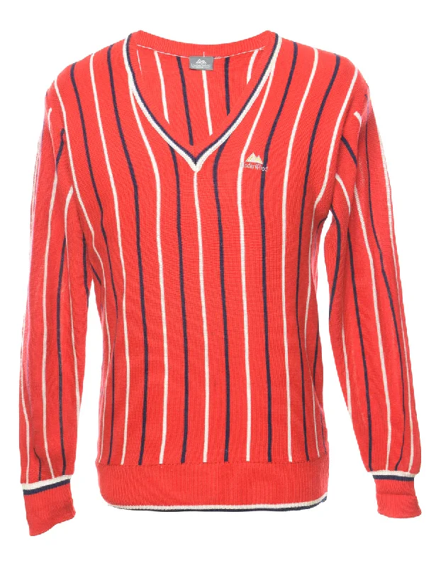 Striped Jumper - S Boat Neck Shawl Collar Notched Collar