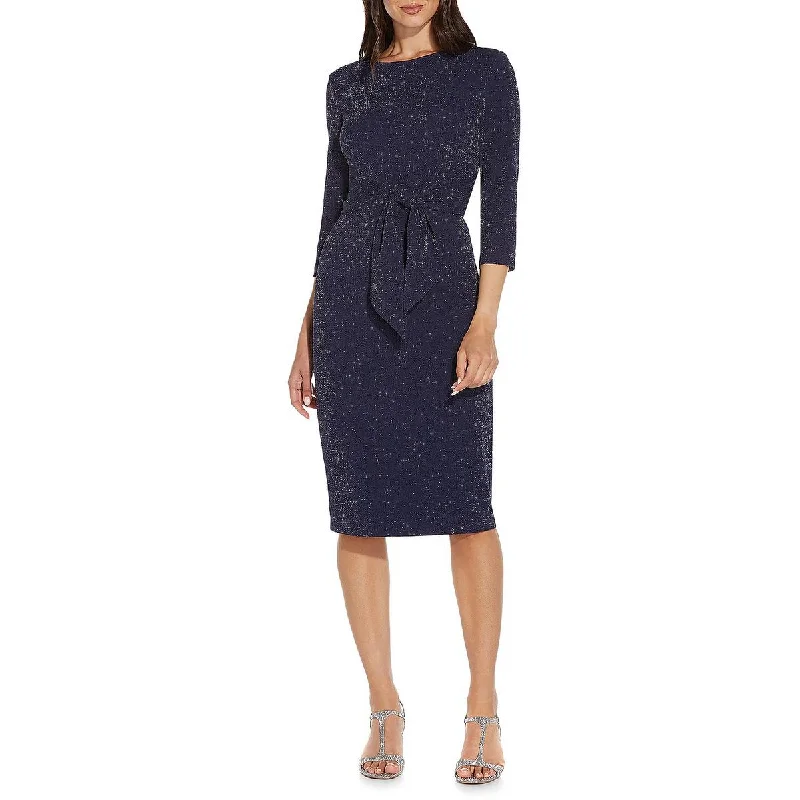 Adrianna Papell Womens Tie-Front Knee-Length Sheath Dress